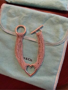 Tiffany & Co. Silver Multi-Strand Heart Mesh Toggle Bracelet
